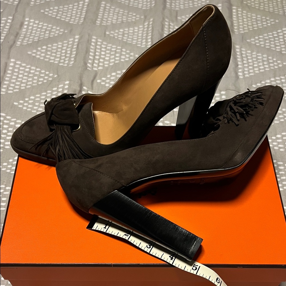 Hermes Dark Brown Heels with Tassel Accent Never Worn!! - Picture 11 of 16